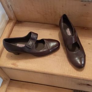 Munro Mary Jane Wedge Pump in Dark Brown